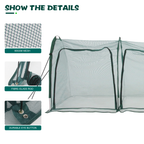 Close-up of mesh fabric and frame connections on EXXO 3m gardening tunnel