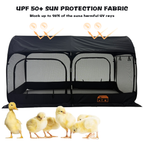EXXO foldable chicken run with UV sun protection fabric
