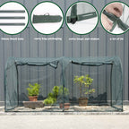 Close-ups showing mesh panels, zips and frame details on EXXO 8x4x4ft greenhouse