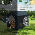 EXXO kennel set up outdoors with dog inside