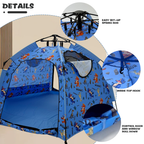EXXO dinosaur play tent details showing frame and fabric
