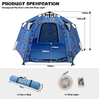 EXXO dinosaur play tent size information and carry bag